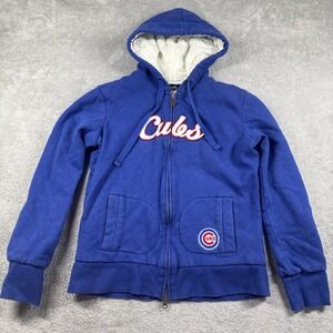 Touch by Alyssa Milano Women's Chicago Cubs Full-Zip Fur-Lined Hoodie Blue M